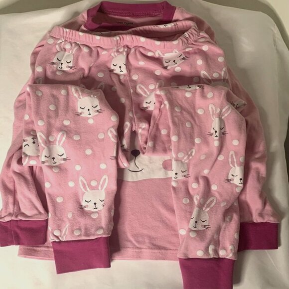 LITTLE PAJAMA, BUNNY PRINT 100% SOFT COTTON SIZE 8 PINK AND WHITE - Picture 2 of 6
